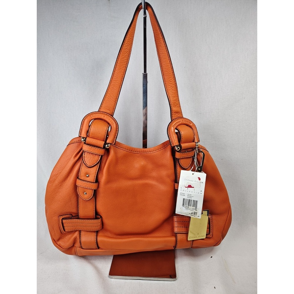 Etienne Aigner 72123 Apricot Orange Leather Shoulder Bag Purse Double Handles